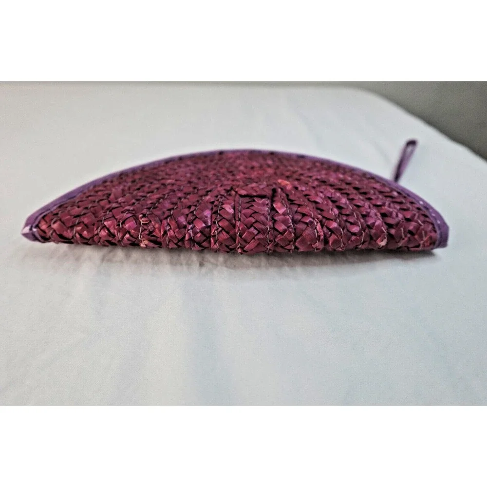 Clutch‎ Bag Purse Zip Closure Handmade Vintage Spring Summer Boho Straw Artsy